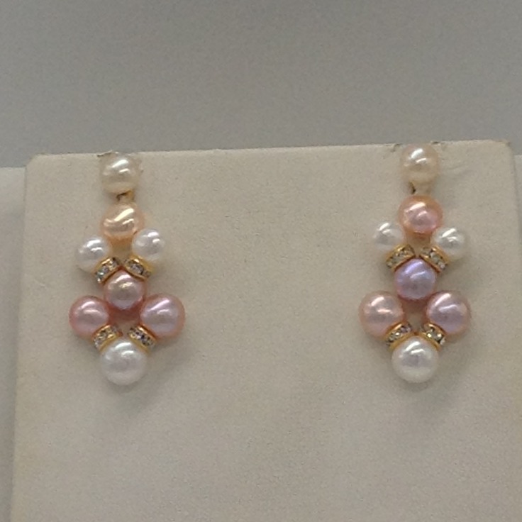 Freshwater Multi Colour Button Pearls ZigZag Necklace Set JPP1011