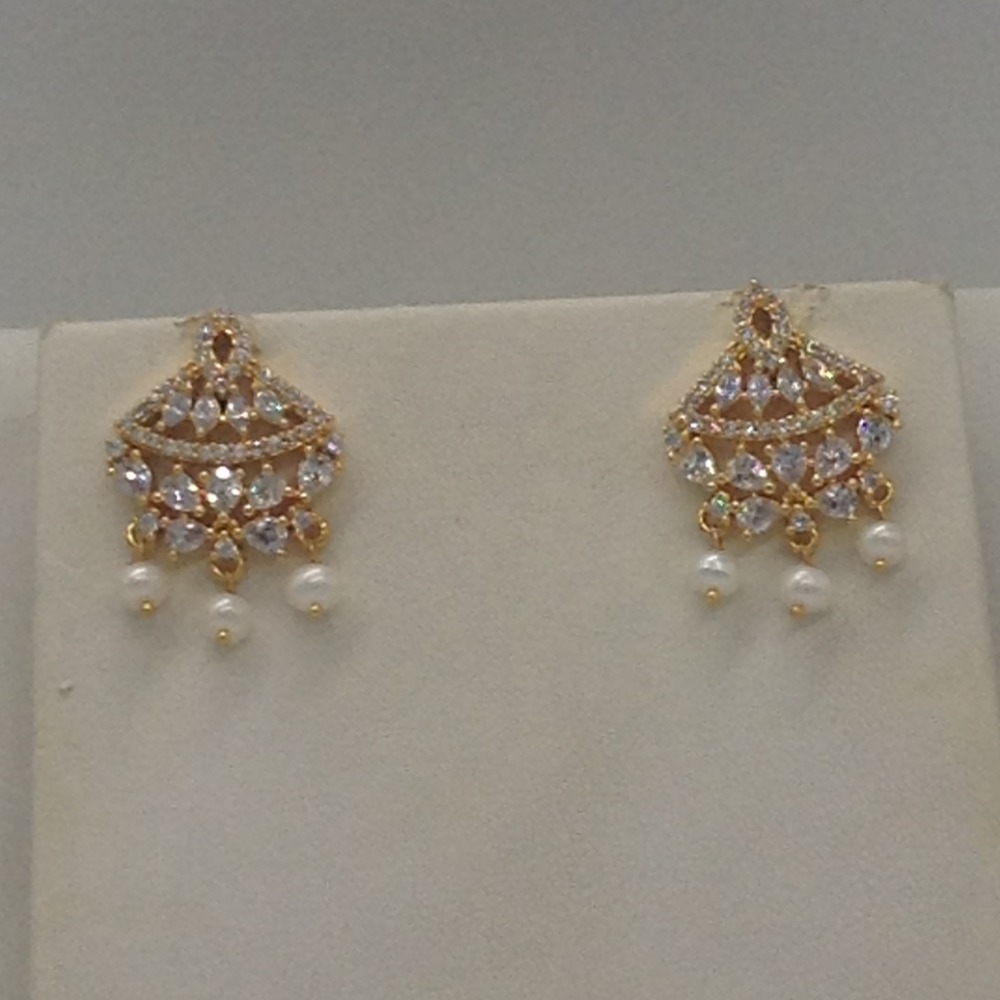White cz pendent set with 3 line flat shaded pearls jps0421 - Image 3
