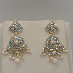 Turquoise,pearls ranihaar set with 4 line flat mala jps0423