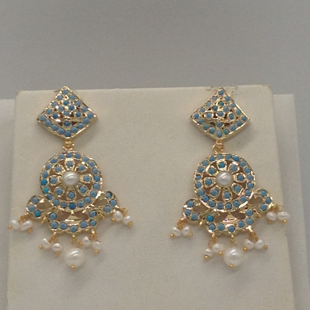 Turquoise,pearls ranihaar set with 4 line flat mala jps0423