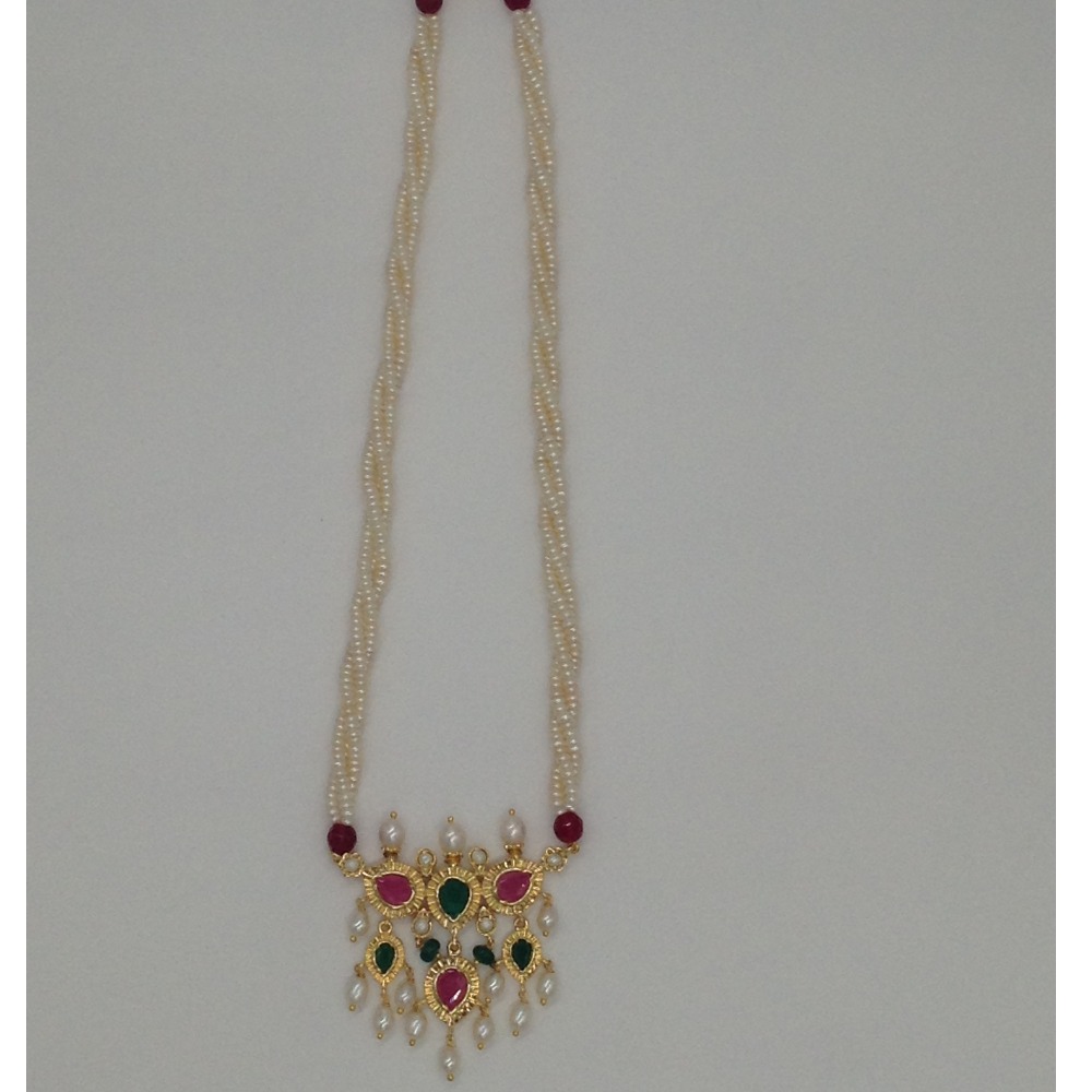 Green, red cz timmaniya set with 3 line seed pearls jps0432 - Image 4