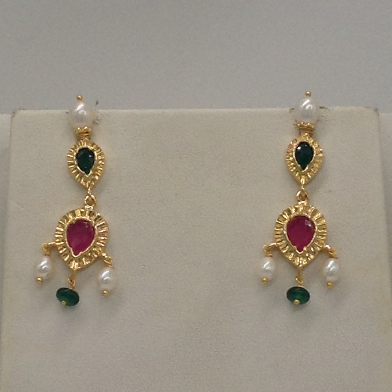 Green, red cz timmaniya set with 3 line seed pearls jps0432 - Image 3