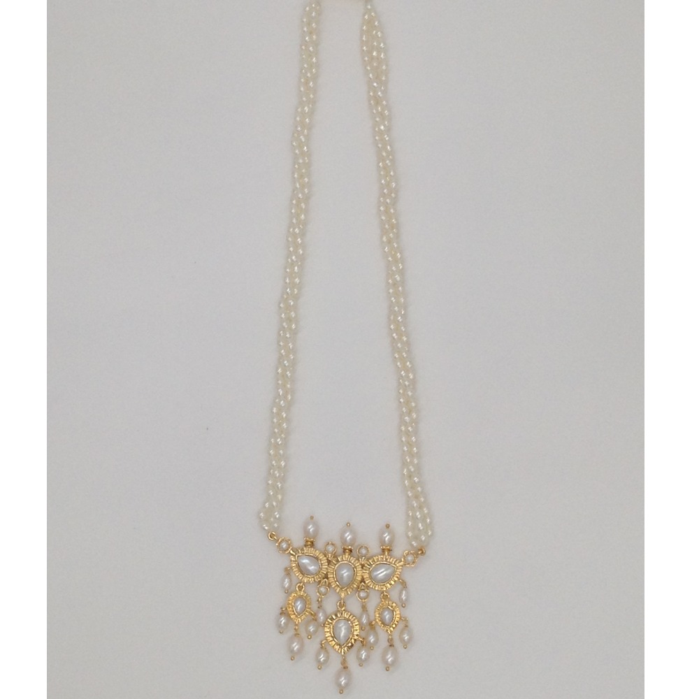 White pearls timmaniya set with 3 line rice pearls jps0434 - Image 4