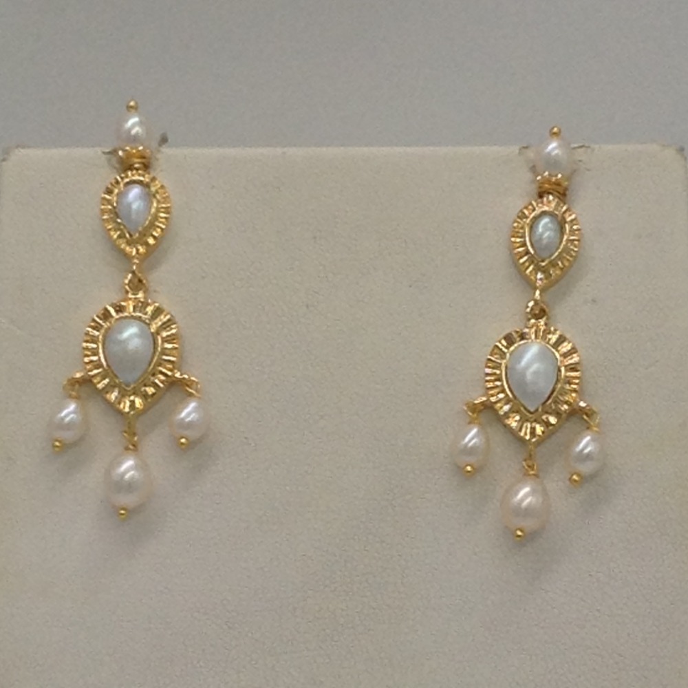 White pearls timmaniya set with 3 line rice pearls jps0434 - Image 3