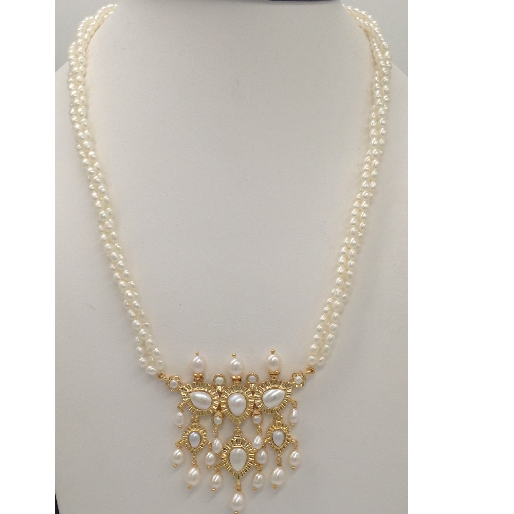 White pearls timmaniya set with 3 line rice pearls jps0434 - Image 2