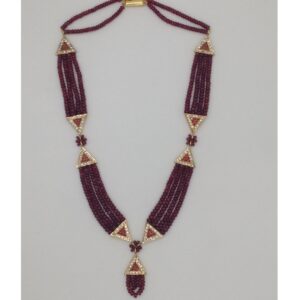 White and red cz samosa set with 4 line ruby mala jps0354