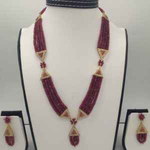 White and red cz samosa set with 4 line ruby mala jps0354