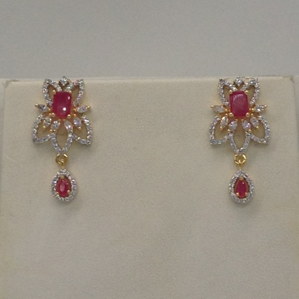 White,red cz pendent set with 2 line flat pearls jps0344 - Image 3