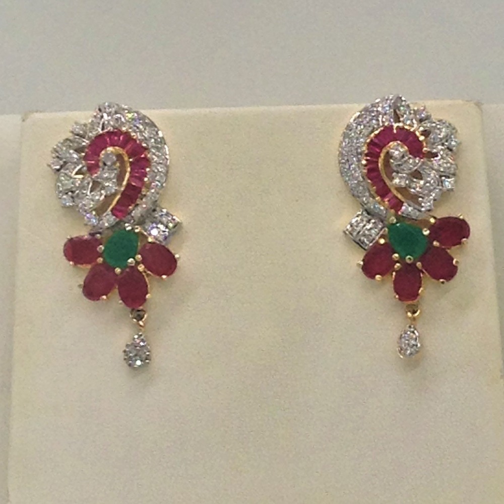 Tri colour cz pendent set with 1 line round pearls mala jps0346 - Image 3