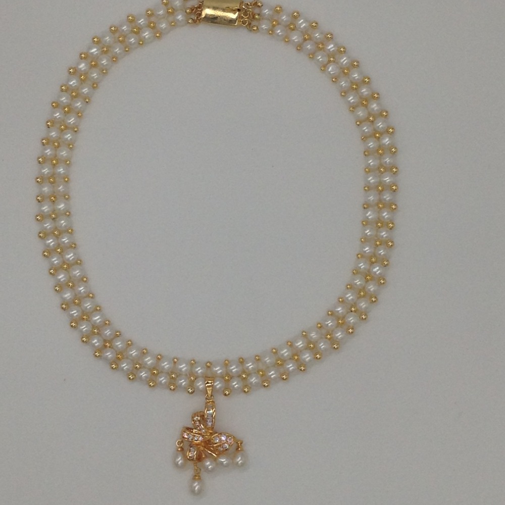 White cz pendent set with 2 line button mala jps0328 - Image 4