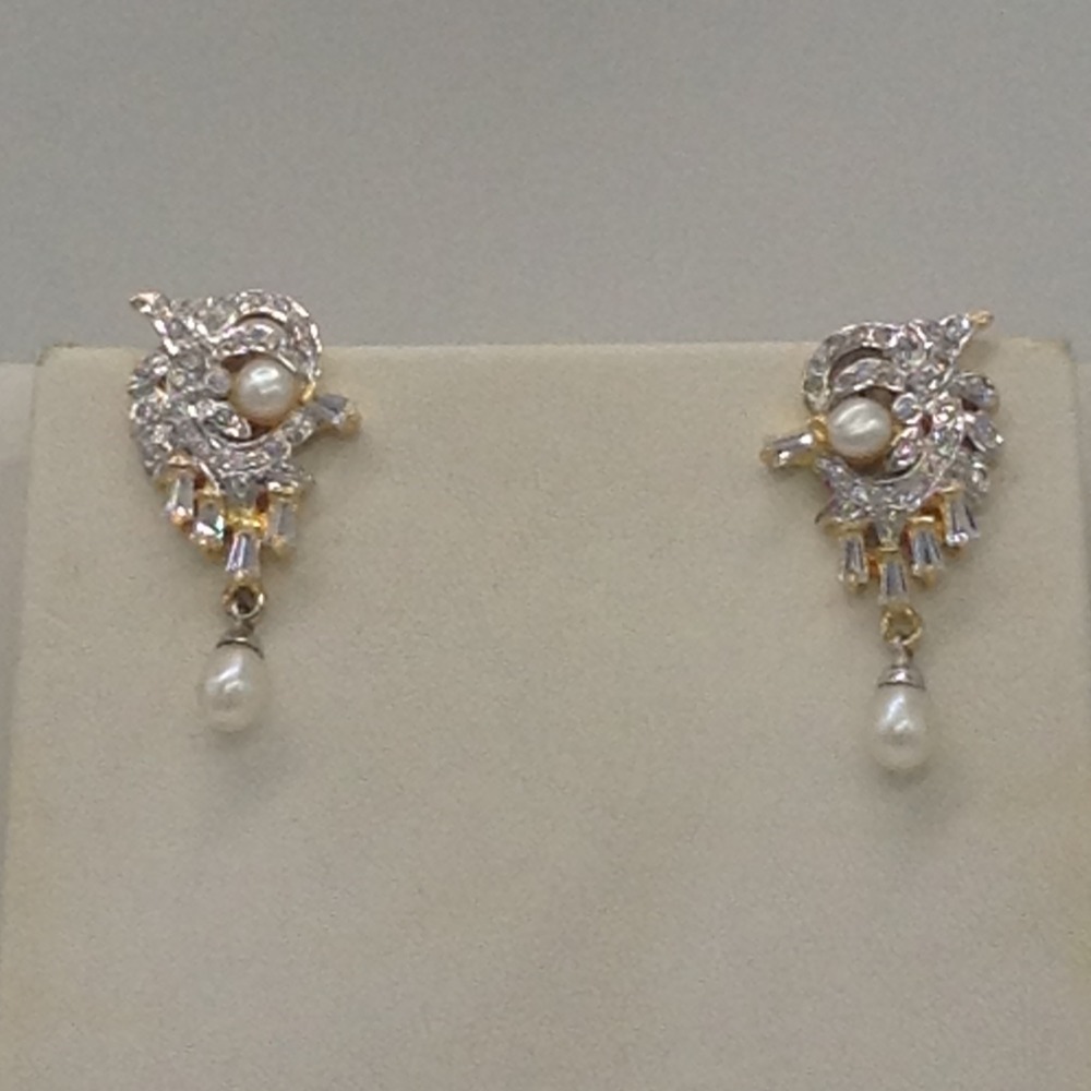 White cz pendent set with 2 line flat pearls jps0339 - Image 3