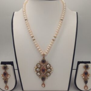White cz and pearls pendent set with 1 line flat pearls jps0340