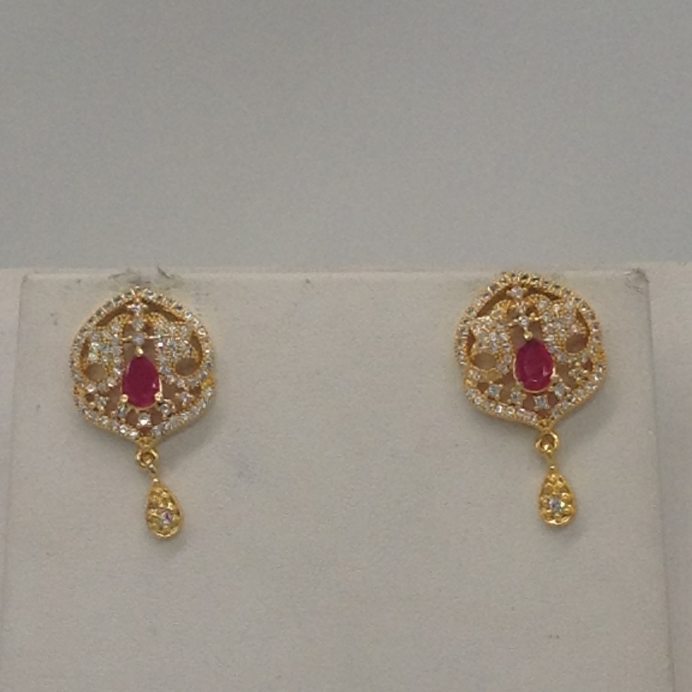 White,red cz pendent set with 2 line flat pearls jps0316 - Image 3
