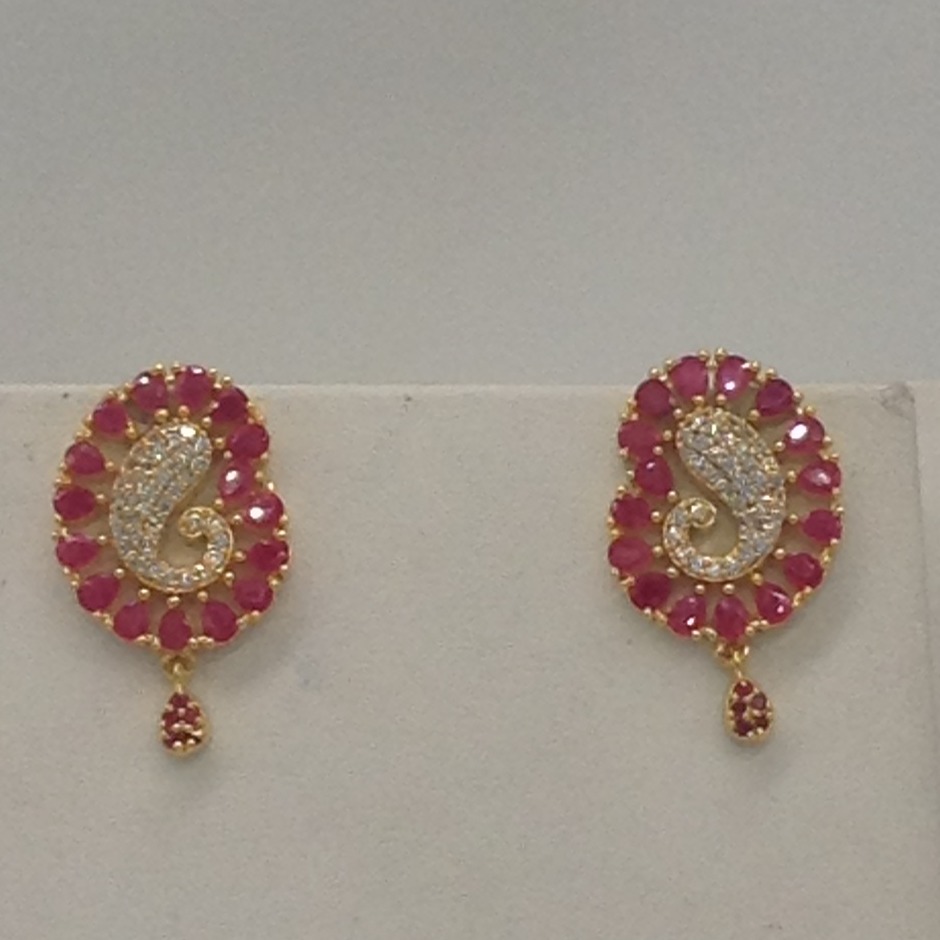 White,red cz pendent set with 2 line flat pearls jps0317 - Image 3