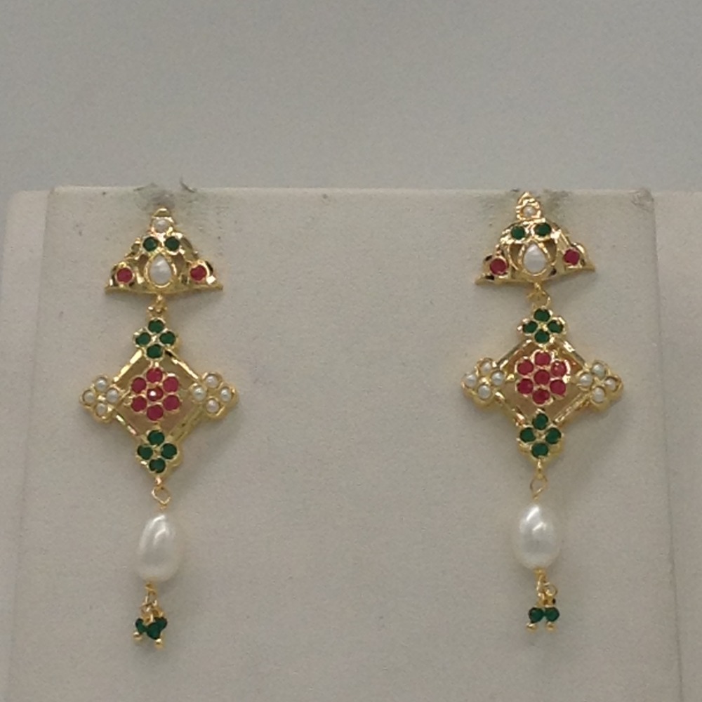 Red, green cz and pearls pendent set with 2 line flat pearls jps0320 - Image 3