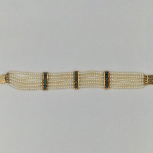 White Pearls and Turquoise Patti 5 Layers Jhalar Full set JPP1010