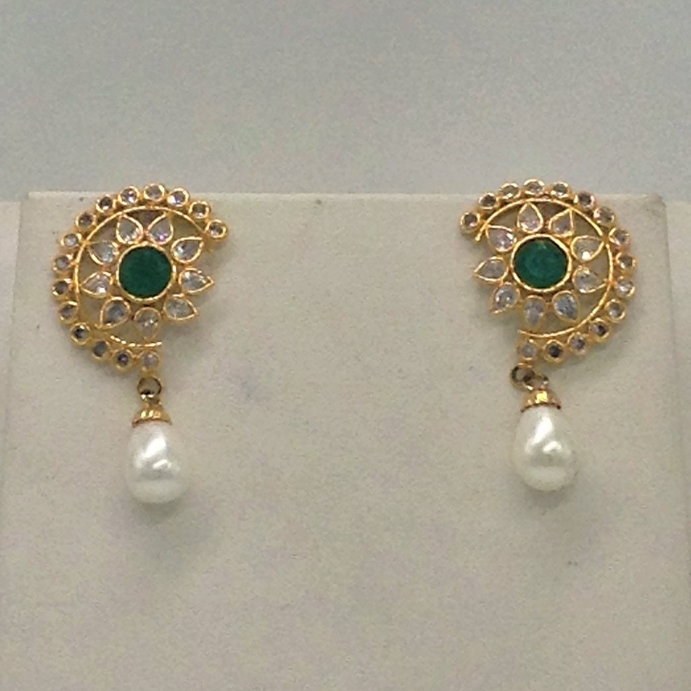 White, green cz pendent set with 1 line round pearls jps0331 - Image 3