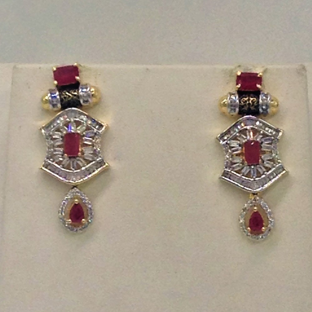 White,red cz pendent set with 4 line pink rice pearls jps0338 - Image 3