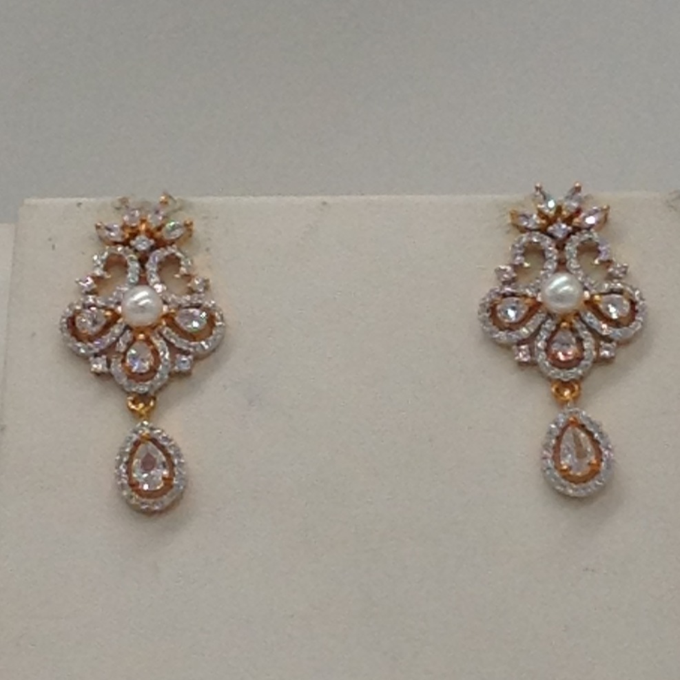 White cz pendent set with 2 line flat pearls mala jps0312 - Image 3