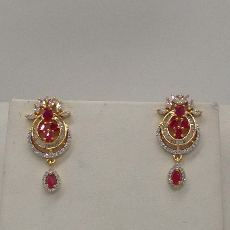 White,red cz pendent set with 2 line flat pearls jps0307 - Image 3