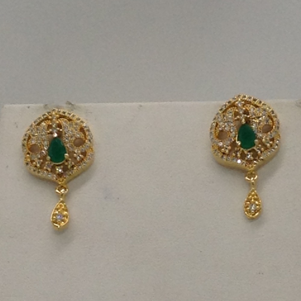 White,green cz pendent set with 2 line flat pearls jps0305 - Image 3