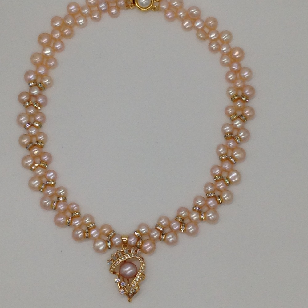 White cz pendent set with orange zigzag mala jps0302 - Image 4