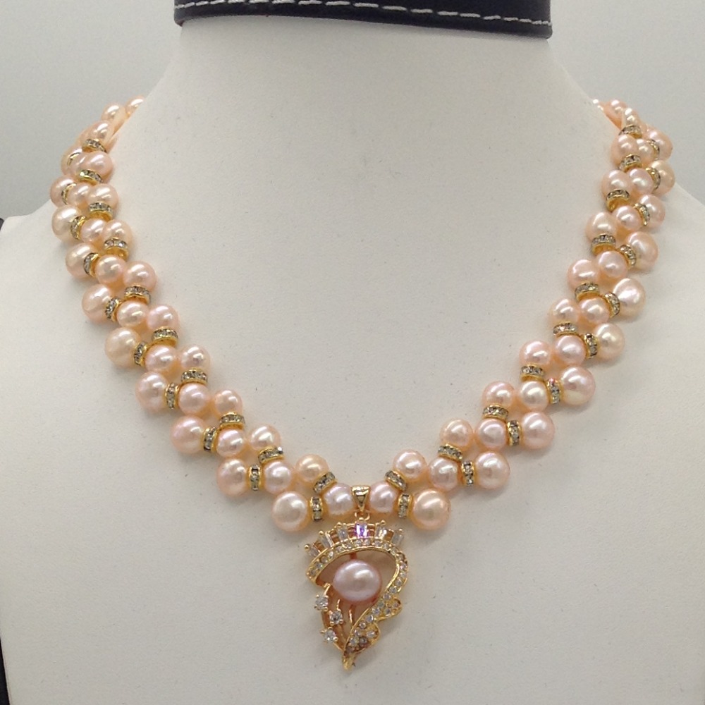 White cz pendent set with orange zigzag mala jps0302 - Image 2