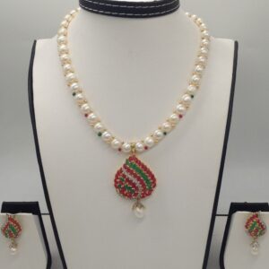 Multicolour cz pendent set with 1 line button pearls jps0290