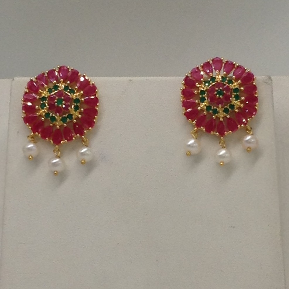 Red, green cz pendent set with 2 line flat pearls mala jps0274 - Image 3