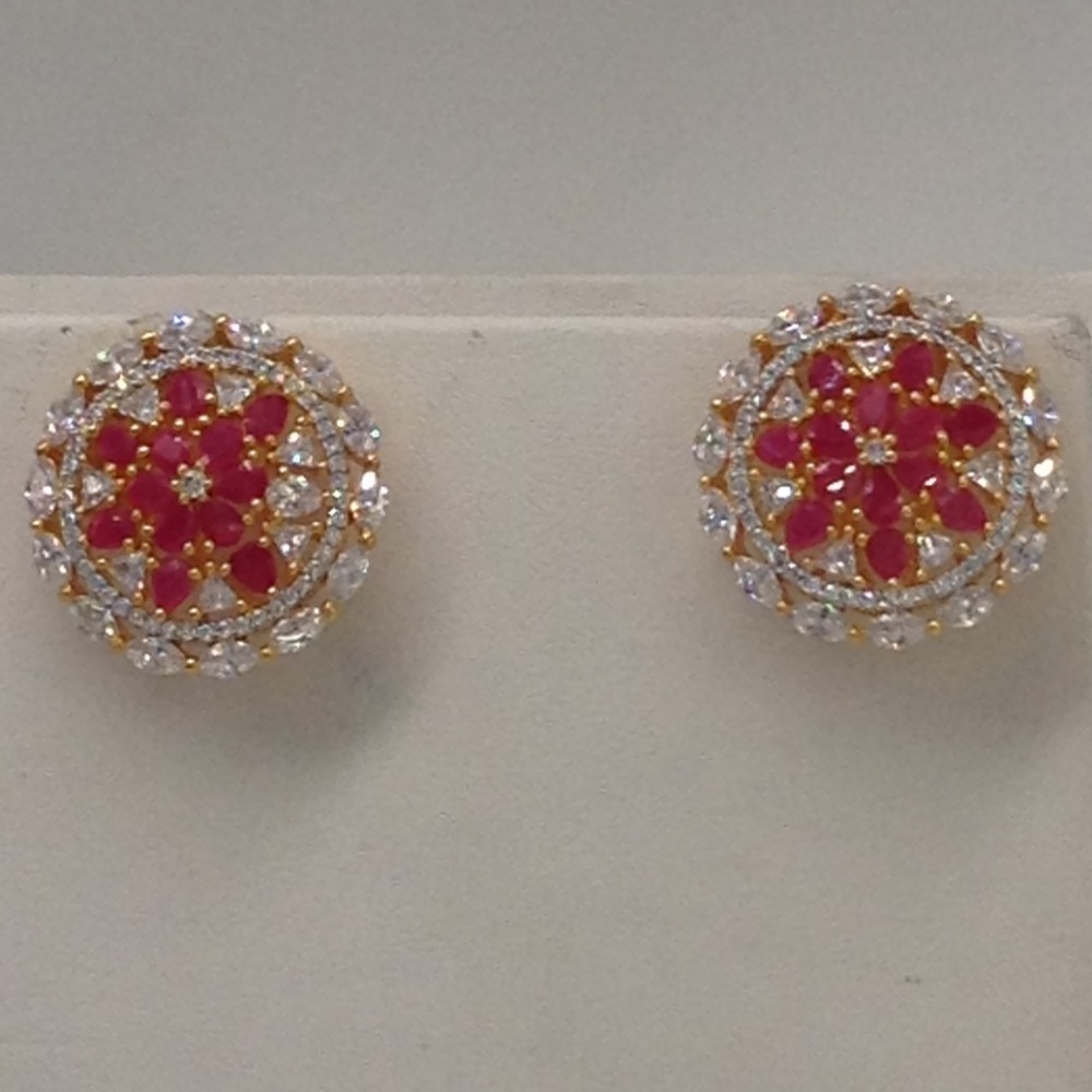 White and red cz pendent set with 2 line flat pearls mala jps0277 - Image 3