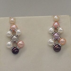 Freshwater MultiColour Button Pearls ZigZag Necklace set JPP1009