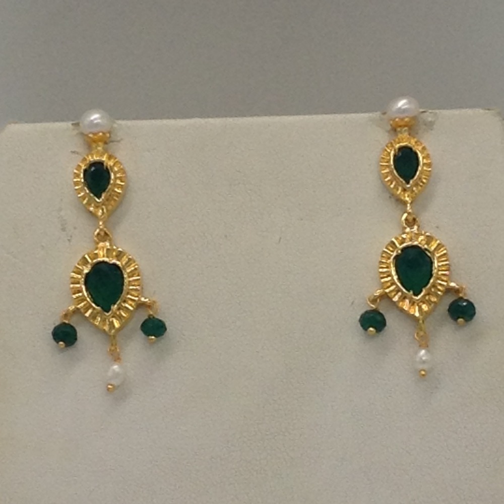 Green cz timmaniya pendent set with 3 line rice pearls jps0273 - Image 3