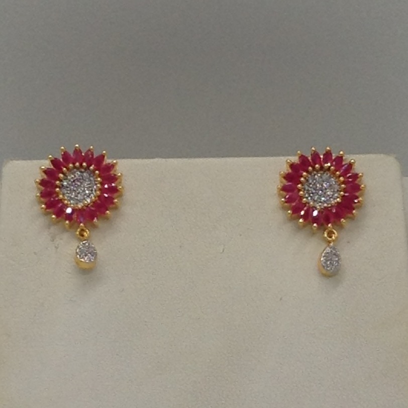 White,red cz pendent set with 2 line button pearls mala jps0254 - Image 3