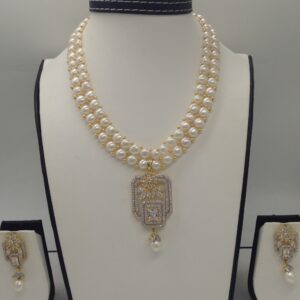 White cz,pearls pendent set with 2 line button pearls jps0253