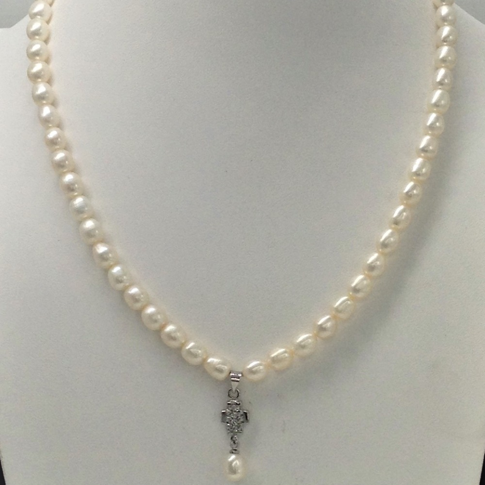 White cz and pearls pendent set with oval pearls mala jps0168 - Image 2