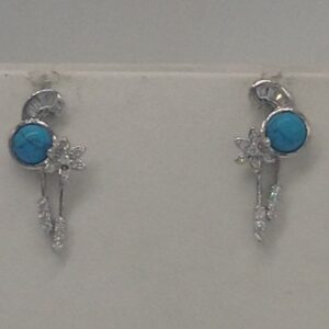 White cz,turquoise pendent set with oval pearls mala jps0165