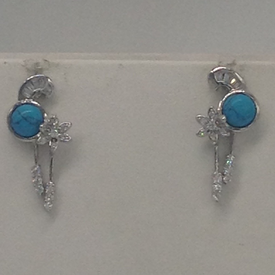 White cz,turquoise pendent set with oval pearls mala jps0165