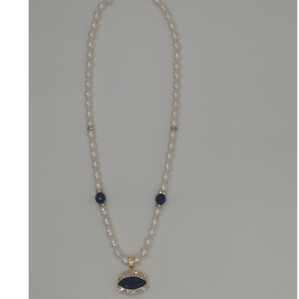 White,black cz pendent set with oval pearls mala jps0155 - Image 4