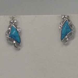 White cz and turquoise pendent set with oval pearls jps0173