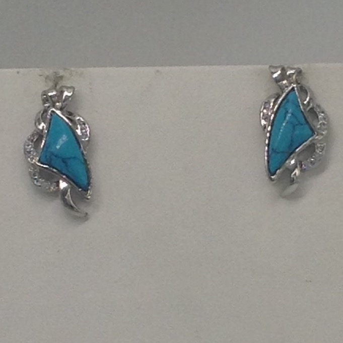 White cz and turquoise pendent set with oval pearls jps0173