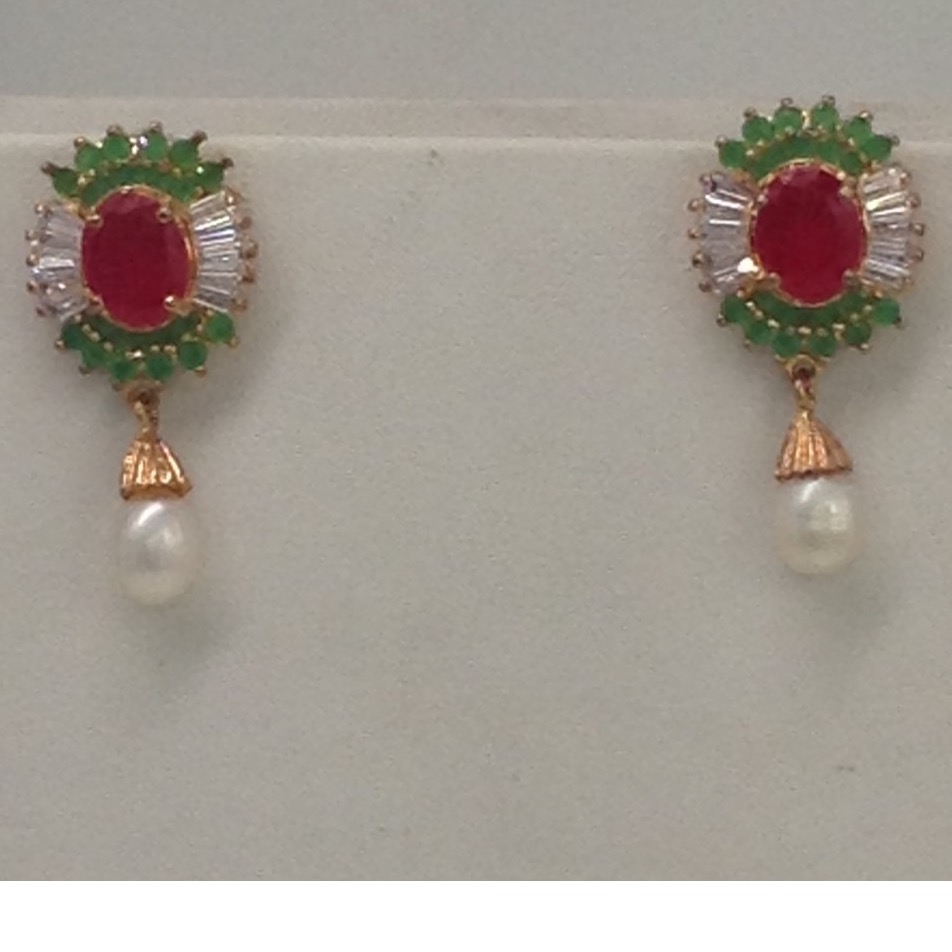 Tricolour cz pendent set with flat pearls mala jps0135 - Image 3