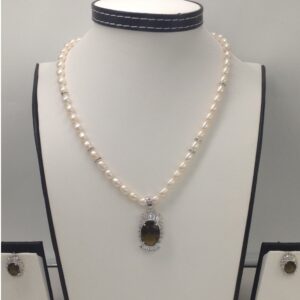 White,parrot green cz pendent set with oval pearls jps0124