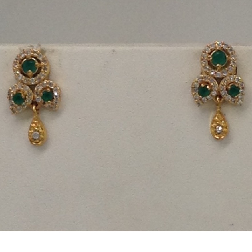 White,green cz pendent set with potato pearls mala jps0108 - Image 3