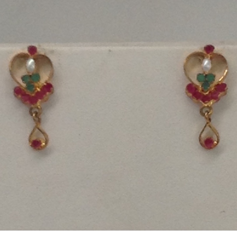 Red ,green cz pendent set with flat pearls mala jps0110 - Image 3