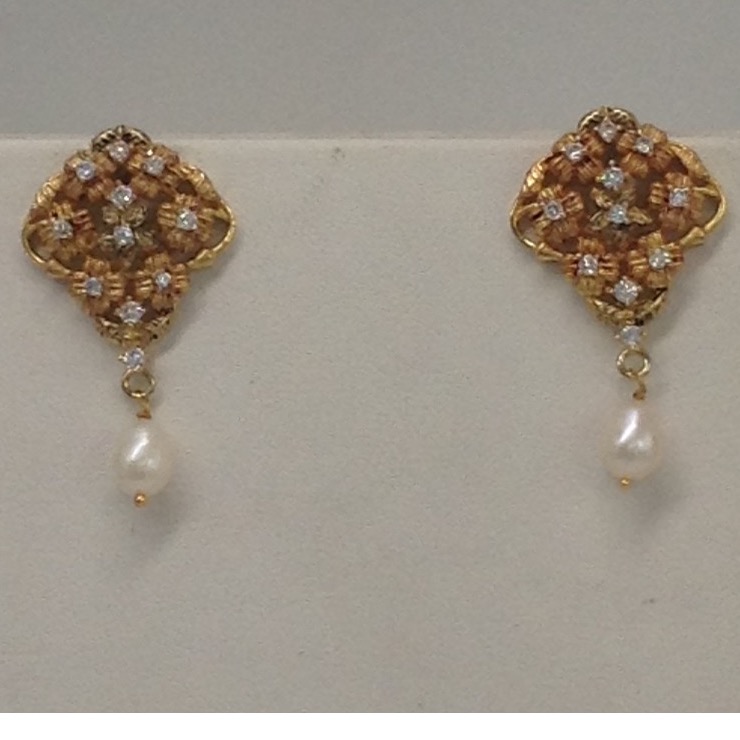 White cz flower pendent set with flat pearls mala jps0106 - Image 3