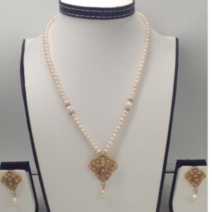 White cz flower pendent set with flat pearls mala jps0106