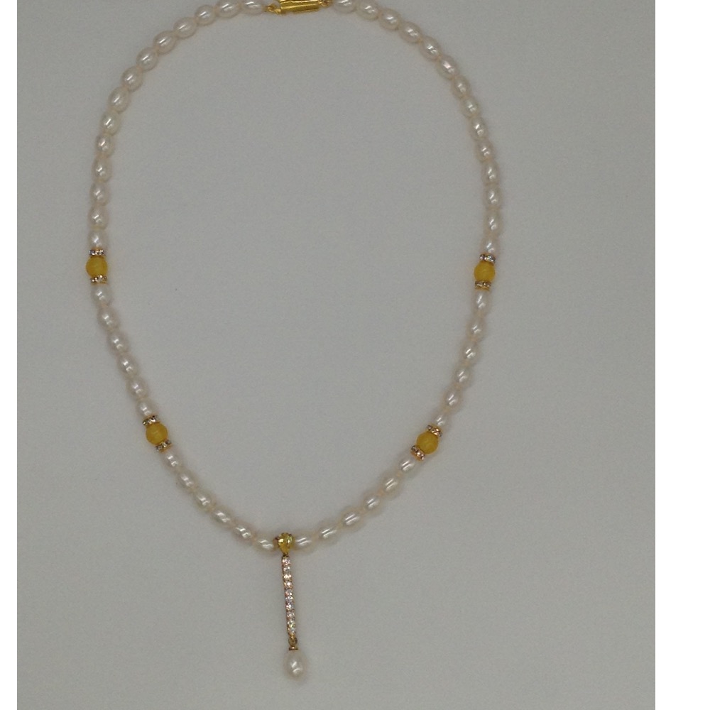 White, yellow cz pendent set with oval pearls mala jps0087 - Image 4