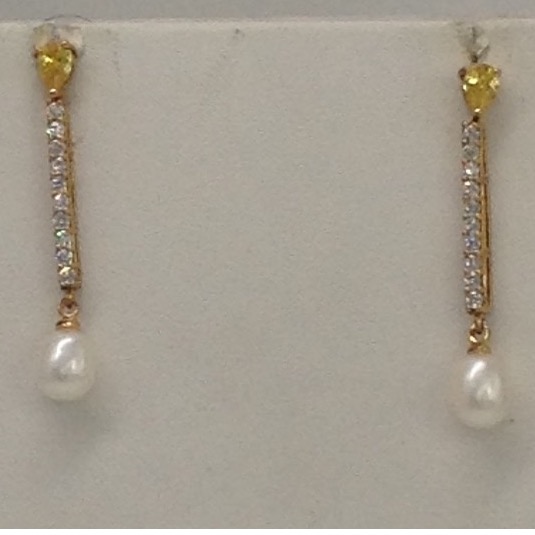 White, yellow cz pendent set with oval pearls mala jps0087 - Image 3