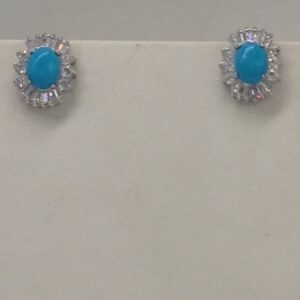 White cz,turquoise pendent set with oval pearls mala jps0085