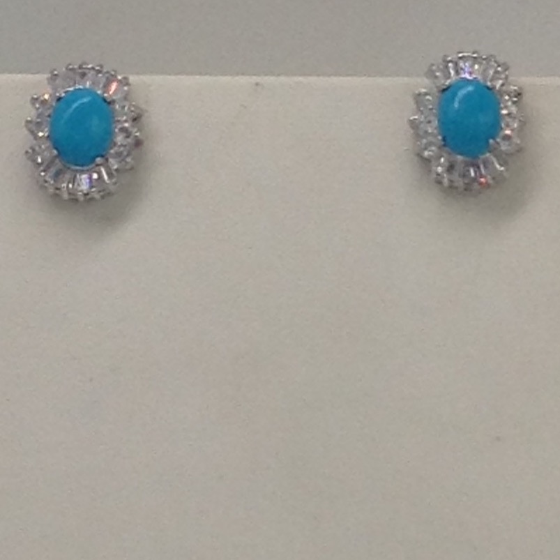 White cz,turquoise pendent set with oval pearls mala jps0085